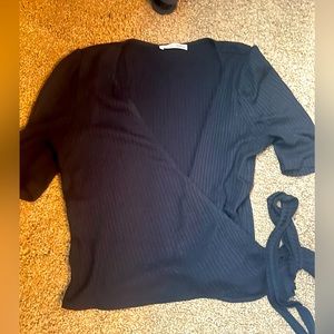 Reformation ribbed black wrap top- brand new condition
